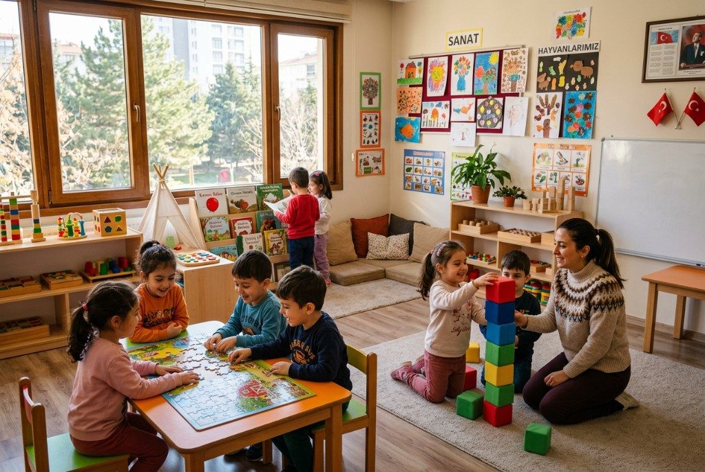 Sınıfta yapboz ve blok